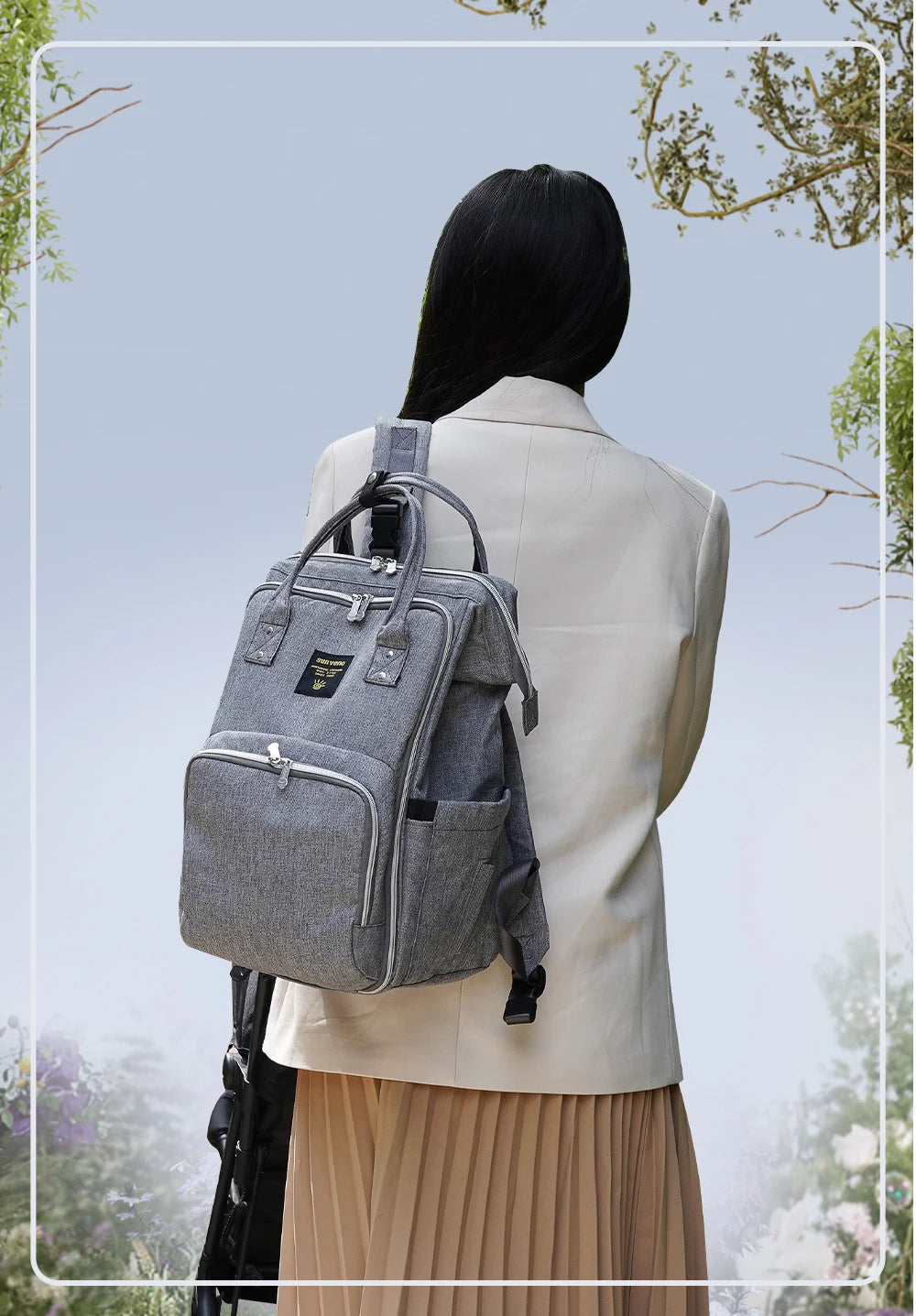 Sunveno Stylish Upgrade Diaper Bag Backpack Multifunction Travel BackPack Maternity Baby Changing Bags 20L Large Capacity