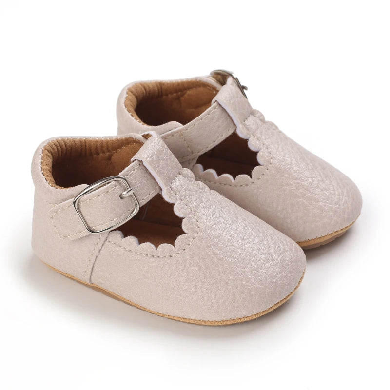 Striped Leather Baby Moccasins – Anti-Slip First Walkers