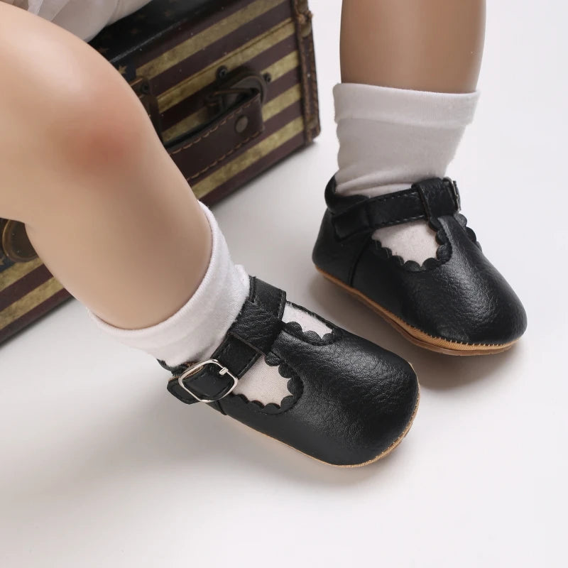 Striped Leather Baby Moccasins – Anti-Slip First Walkers