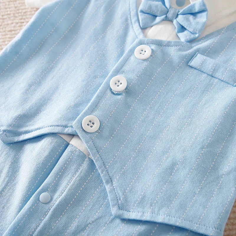 100% Cotton Short Sleeve 0-18 months Gentleman Tie Outfit Handsome Jumpsuit Baby Boys Suits Cotton Onesie Newborn Toddler Trendy