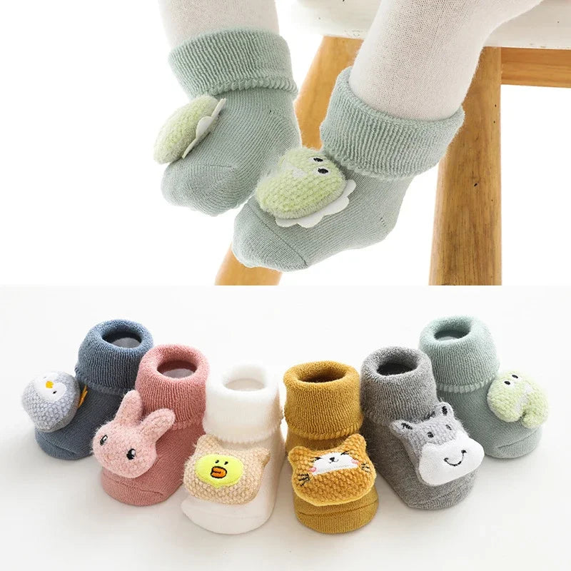 Warm Anti-Slip Cartoon Baby Socks – Winter Indoor (Unisex)