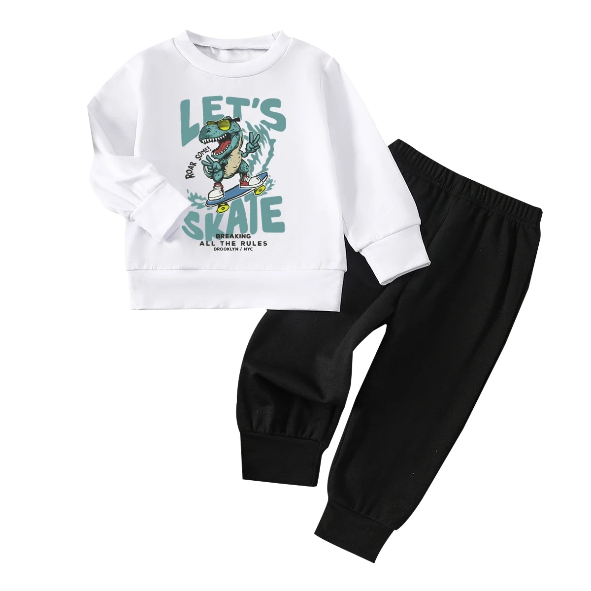 IURNXB 2pcs Children Clothes Set Kids Let's Skate Long Sleeve Top+Pants Outfits Little Boys Toddler Sweatsuits 1-6Y