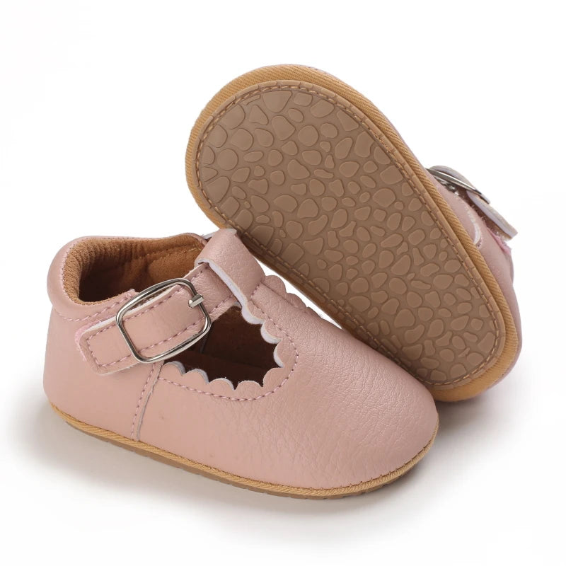 Striped Leather Baby Moccasins – Anti-Slip First Walkers