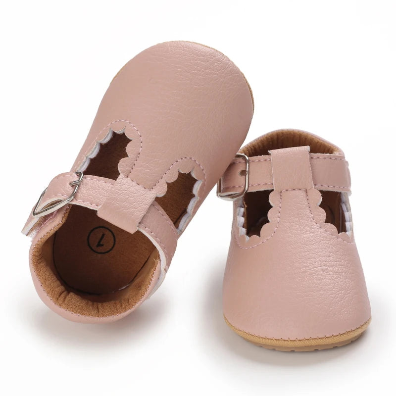 Striped Leather Baby Moccasins – Anti-Slip First Walkers