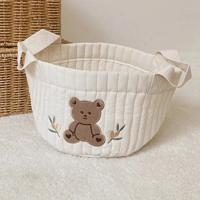Baby Bags Cute Bear Embroidery Diaper Bag Caddy Nappy Cart Storage Mummy Maternity Bag for Newborn Diapers Toys Organizers