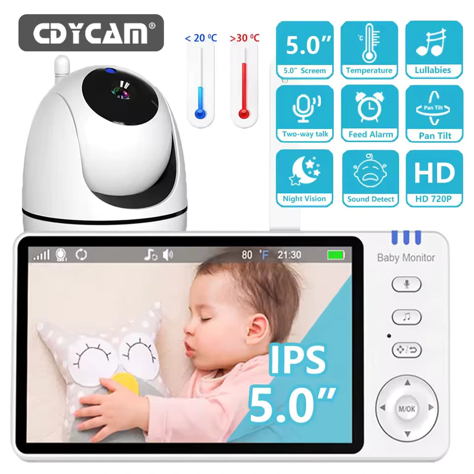 All-in-One Baby Monitor – 5" Screen, Pan-Tilt, VOX, Night Vision