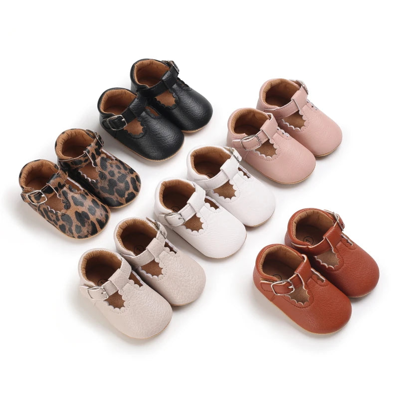 Striped Leather Baby Moccasins – Anti-Slip First Walkers