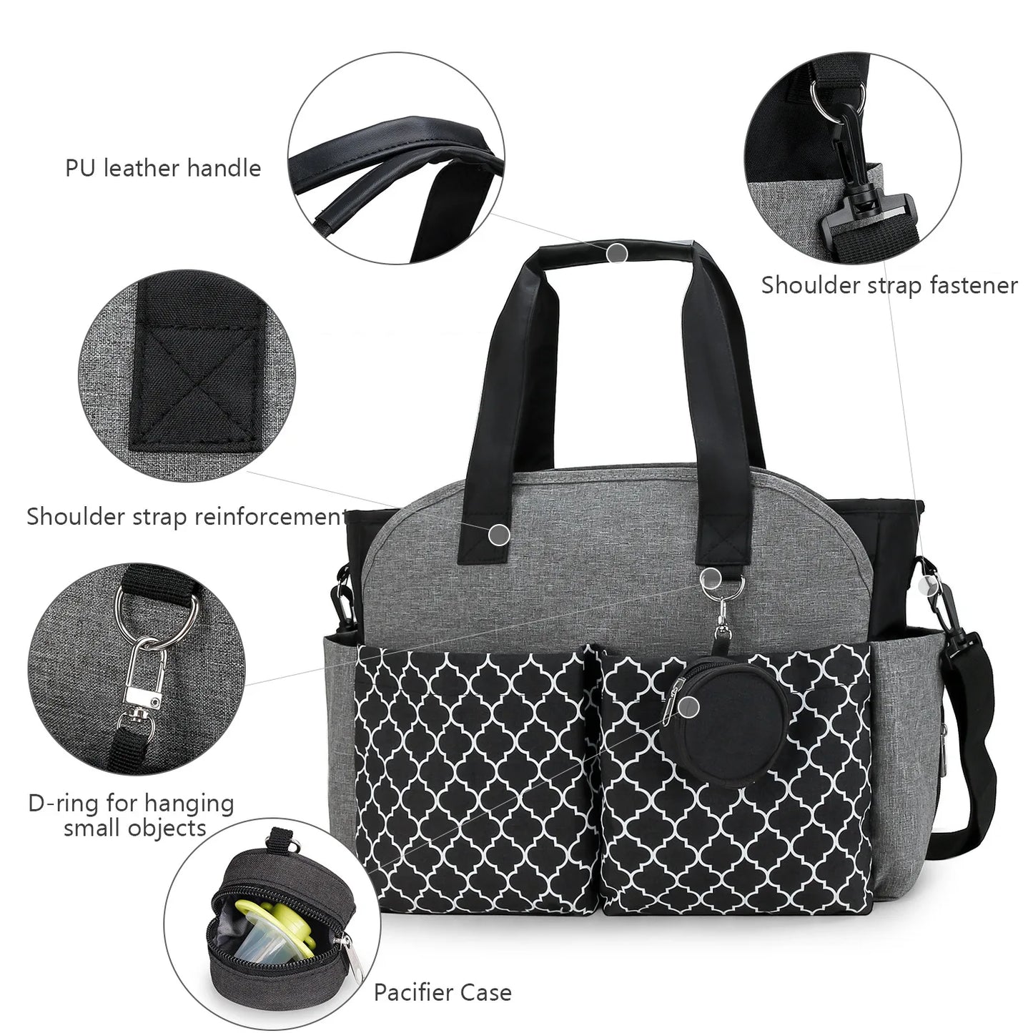Baby Changing Carrier Bag with Shoulder Strap Portable Waterproof and Large Capacity