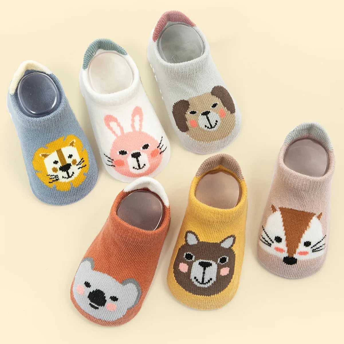 6 Pairs Anti-Slip Cotton Baby Boat Socks (0–5 Years)