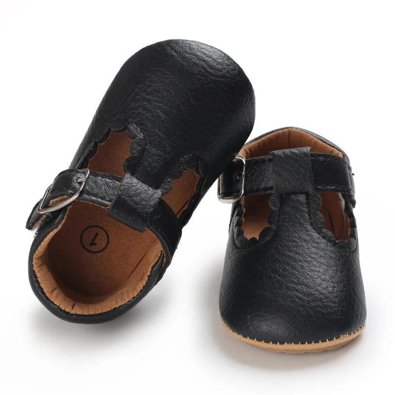 Striped Leather Baby Moccasins – Anti-Slip First Walkers