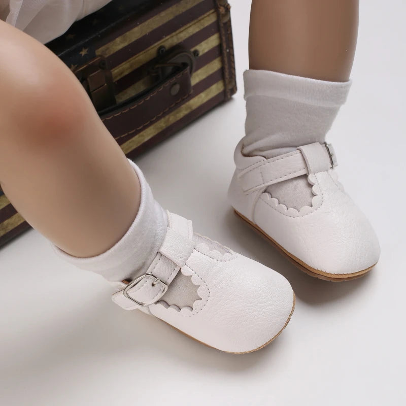 Striped Leather Baby Moccasins – Anti-Slip First Walkers