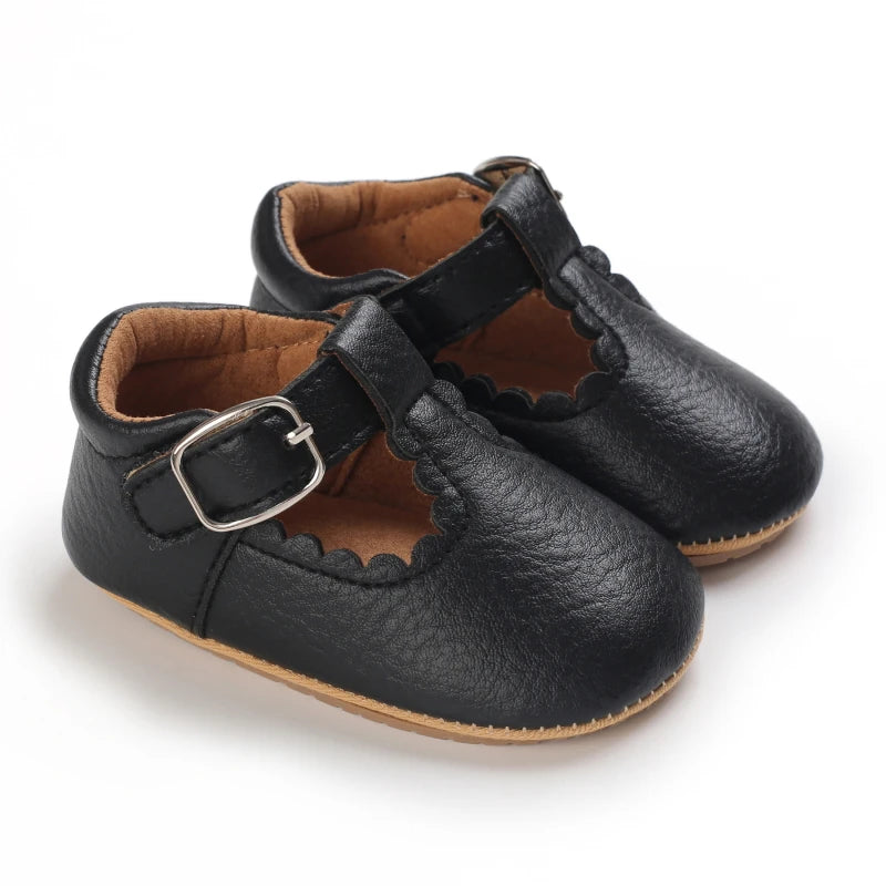 Striped Leather Baby Moccasins – Anti-Slip First Walkers