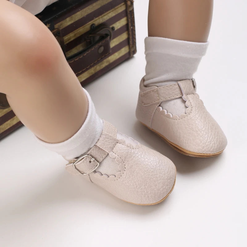 Striped Leather Baby Moccasins – Anti-Slip First Walkers