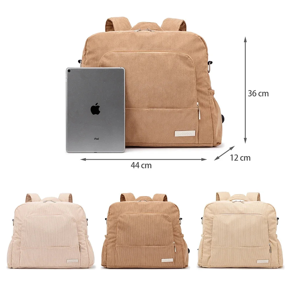 Soboba Corduroy Diaper Backpack – Large & Stylish for Moms