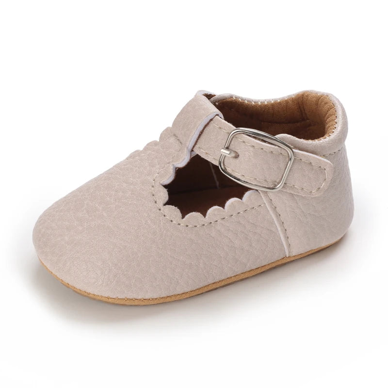Striped Leather Baby Moccasins – Anti-Slip First Walkers