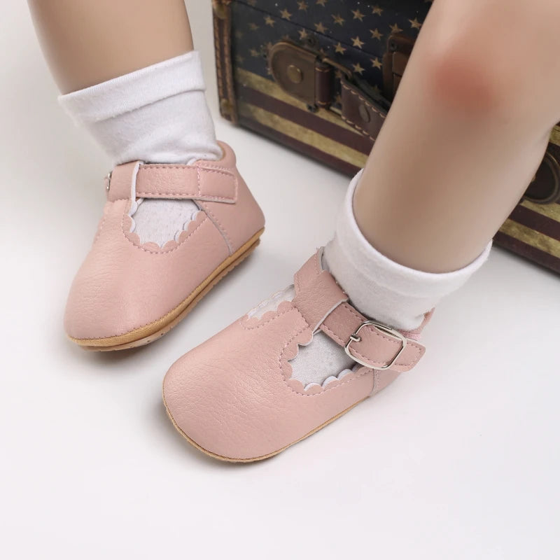 Striped Leather Baby Moccasins – Anti-Slip First Walkers