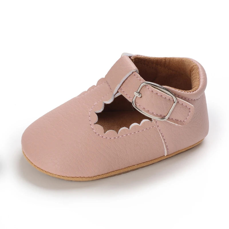 Striped Leather Baby Moccasins – Anti-Slip First Walkers