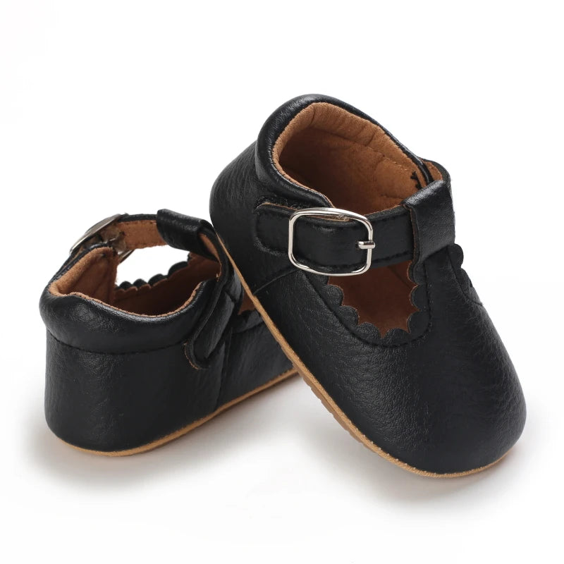 Striped Leather Baby Moccasins – Anti-Slip First Walkers