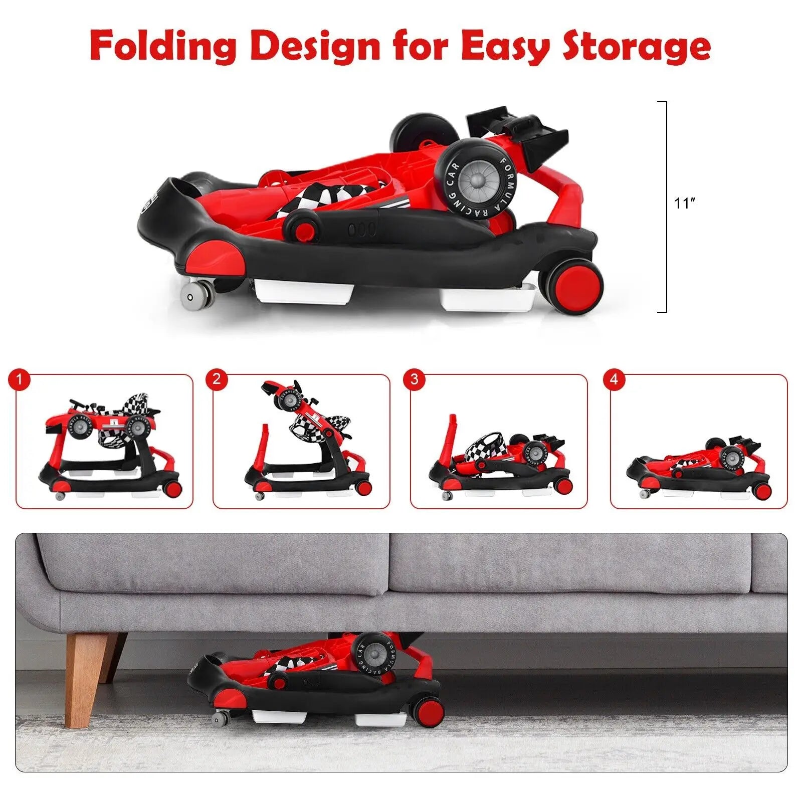 ERGOMASTER 4-in-1 Foldable Baby Walker with Activity Tray
