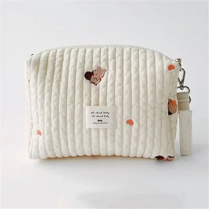Portable Stroller Nappy Bag Quilted Baby Diaper Caddy Organizer Embroidered Mommy Bags Babies Accessories Changing Bag Storage