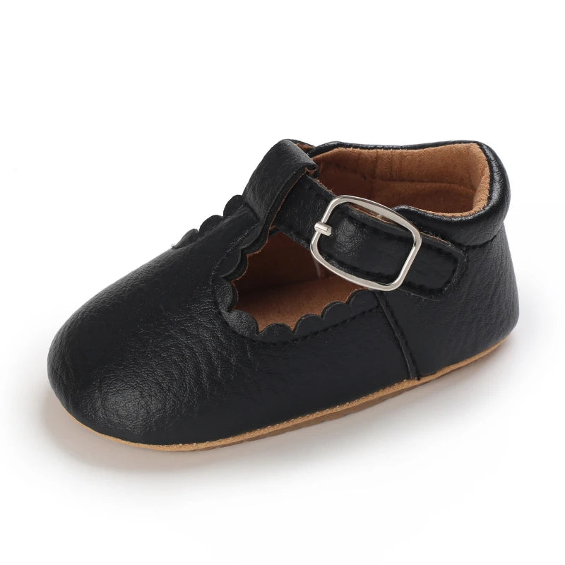 Striped Leather Baby Moccasins – Anti-Slip First Walkers