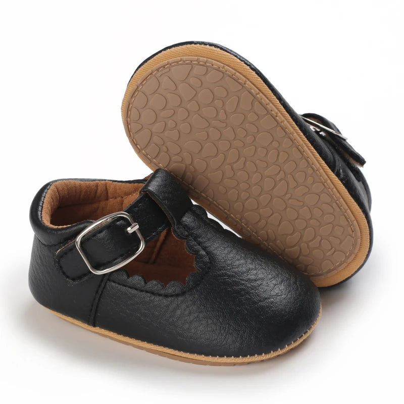 Striped Leather Baby Moccasins – Anti-Slip First Walkers