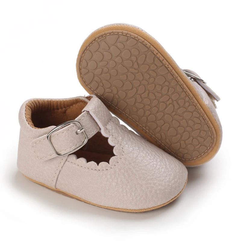 Striped Leather Baby Moccasins – Anti-Slip First Walkers