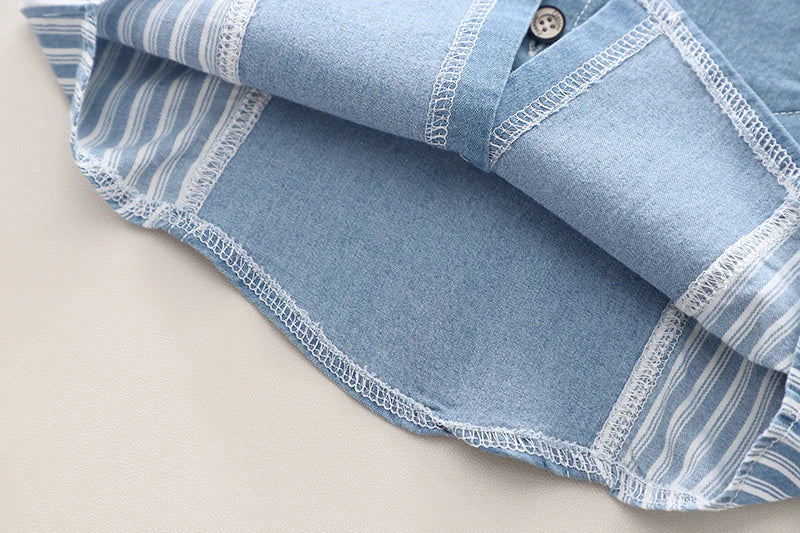 Infant Fashiont Bay Boys Denim Clothing Sets Summer Children Fashion Striped Shirts Shorts 2pcs Tracksuits  Casual Outfits Suits