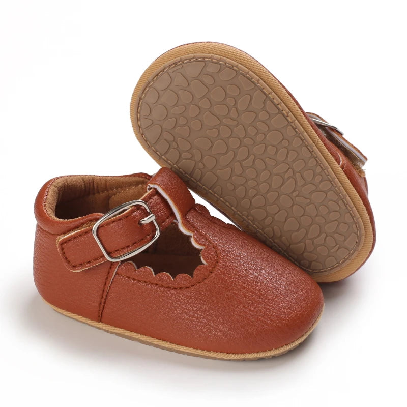 Striped Leather Baby Moccasins – Anti-Slip First Walkers