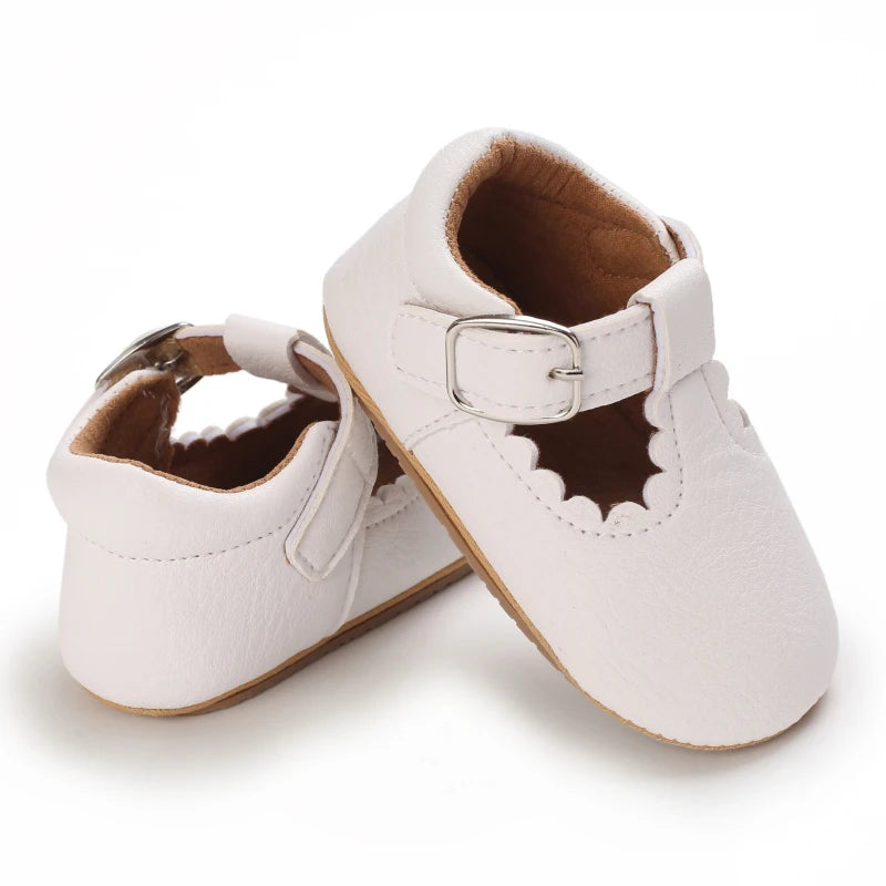 Striped Leather Baby Moccasins – Anti-Slip First Walkers