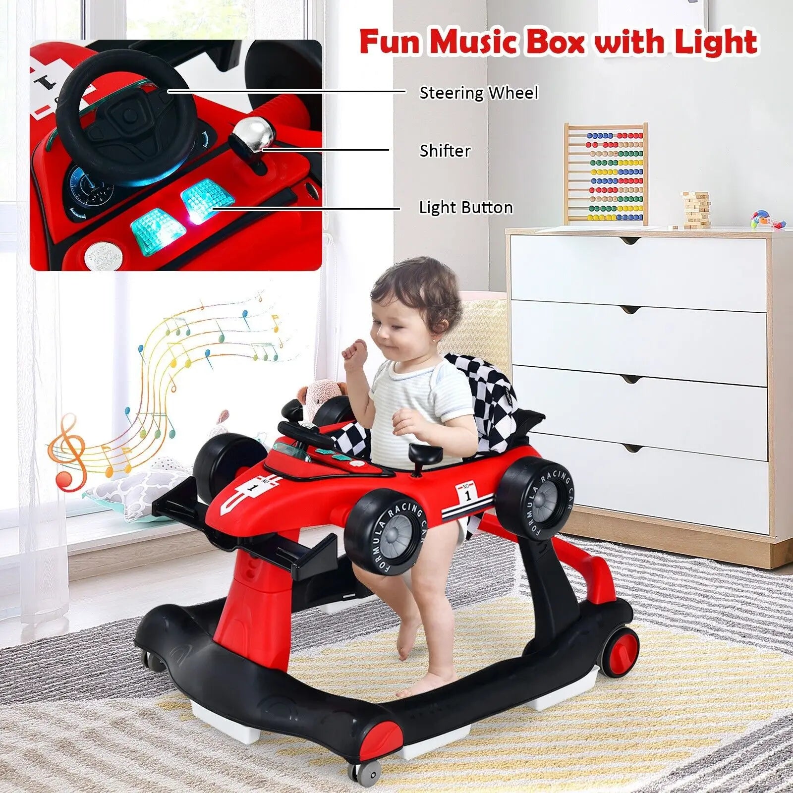 ERGOMASTER 4-in-1 Foldable Baby Walker with Activity Tray