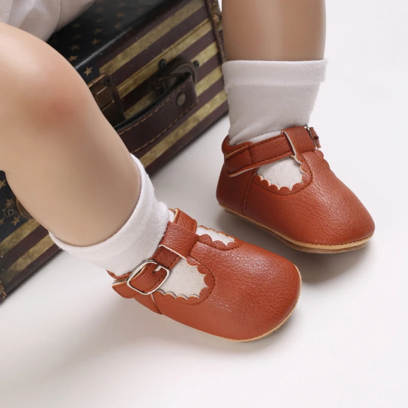 Striped Leather Baby Moccasins – Anti-Slip First Walkers