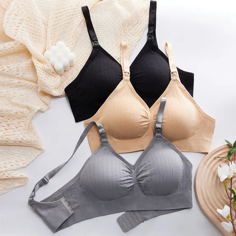 Front Buckle Nursing Bra – Seamless, Breathable Push-Up Maternity Bra