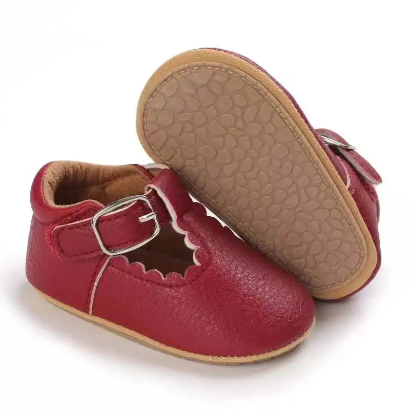 Striped Leather Baby Moccasins – Anti-Slip First Walkers