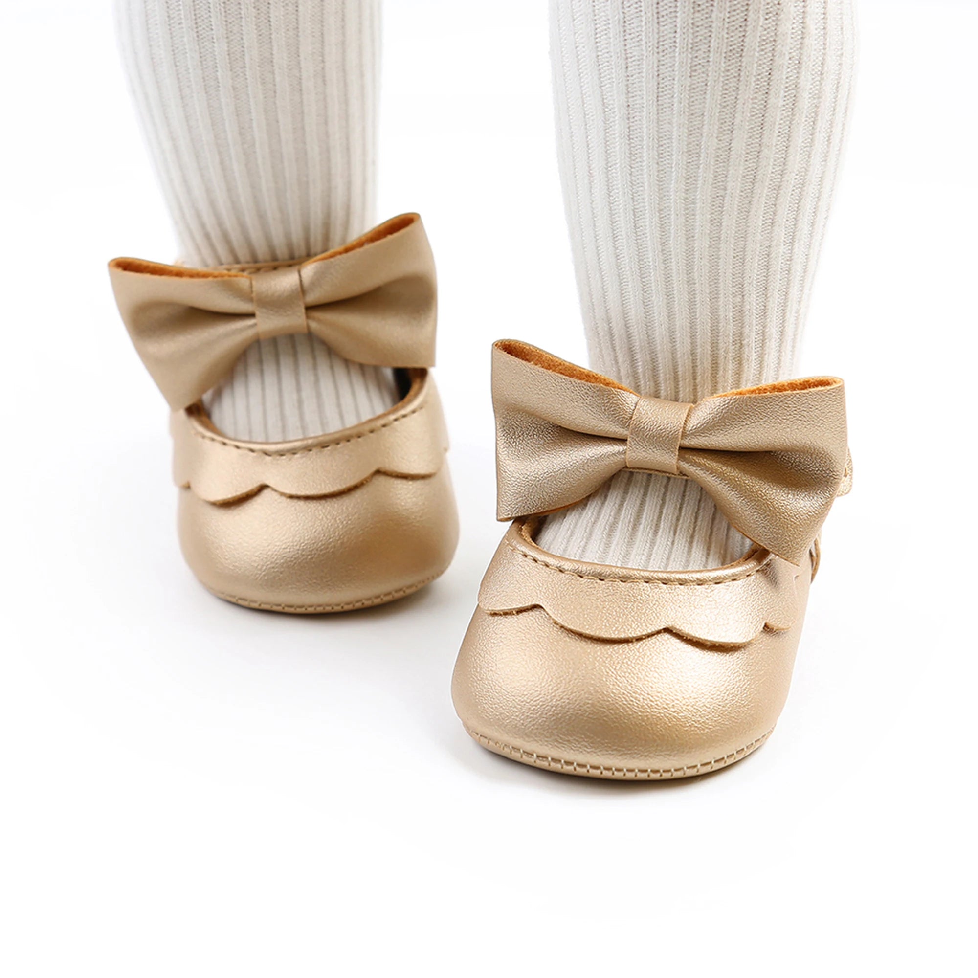 Baby Girl Bowknot Flat Shoes – Soft Sole First Walkers