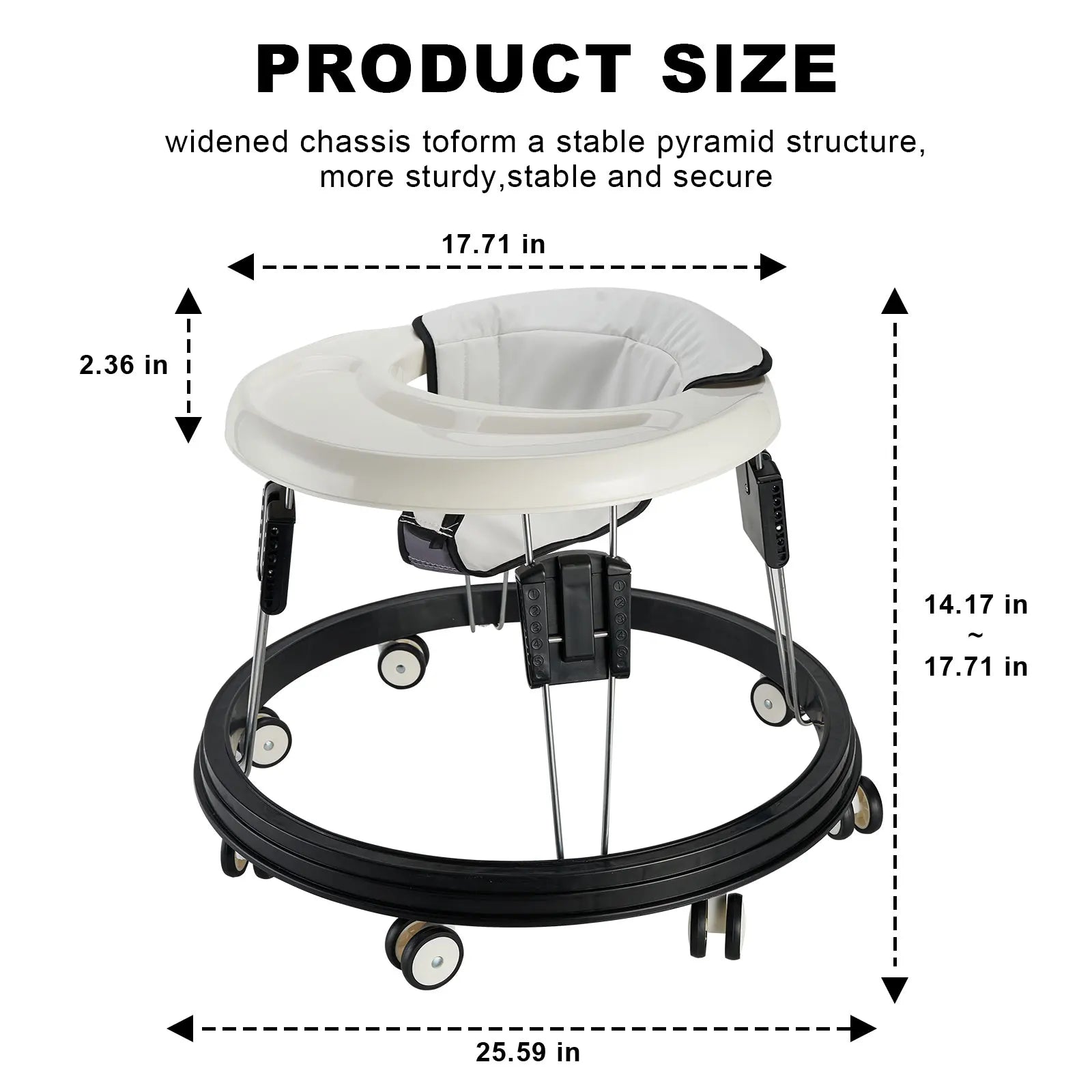 Foldable 5-Level Baby Walker with Brakes – Anti-Rollover & Adjustable Height