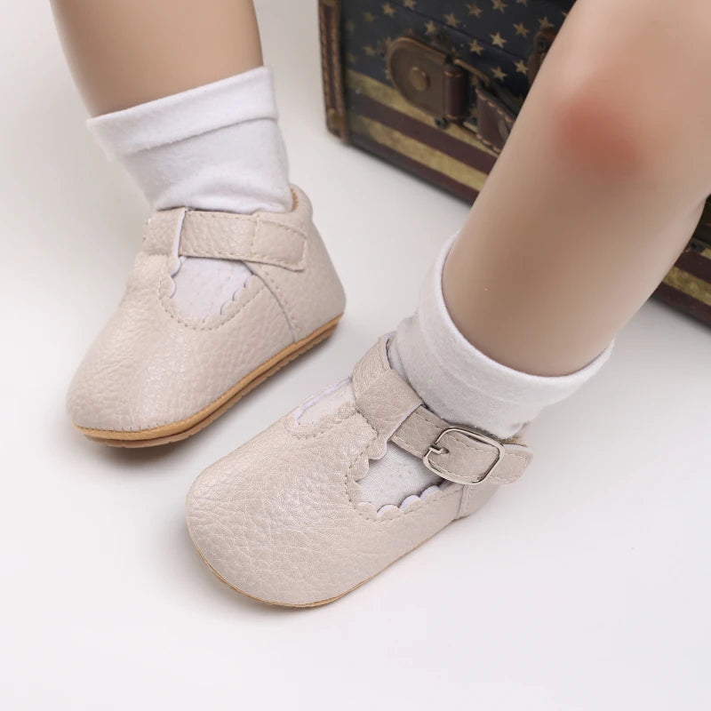 Striped Leather Baby Moccasins – Anti-Slip First Walkers