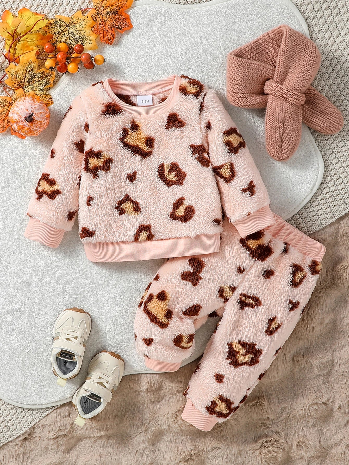 2024 New Style 6M-3Y Baby Unisex 2-piece Infant/Toddler Winter Cute Little Bear Plush Sweater Pants Casual Set