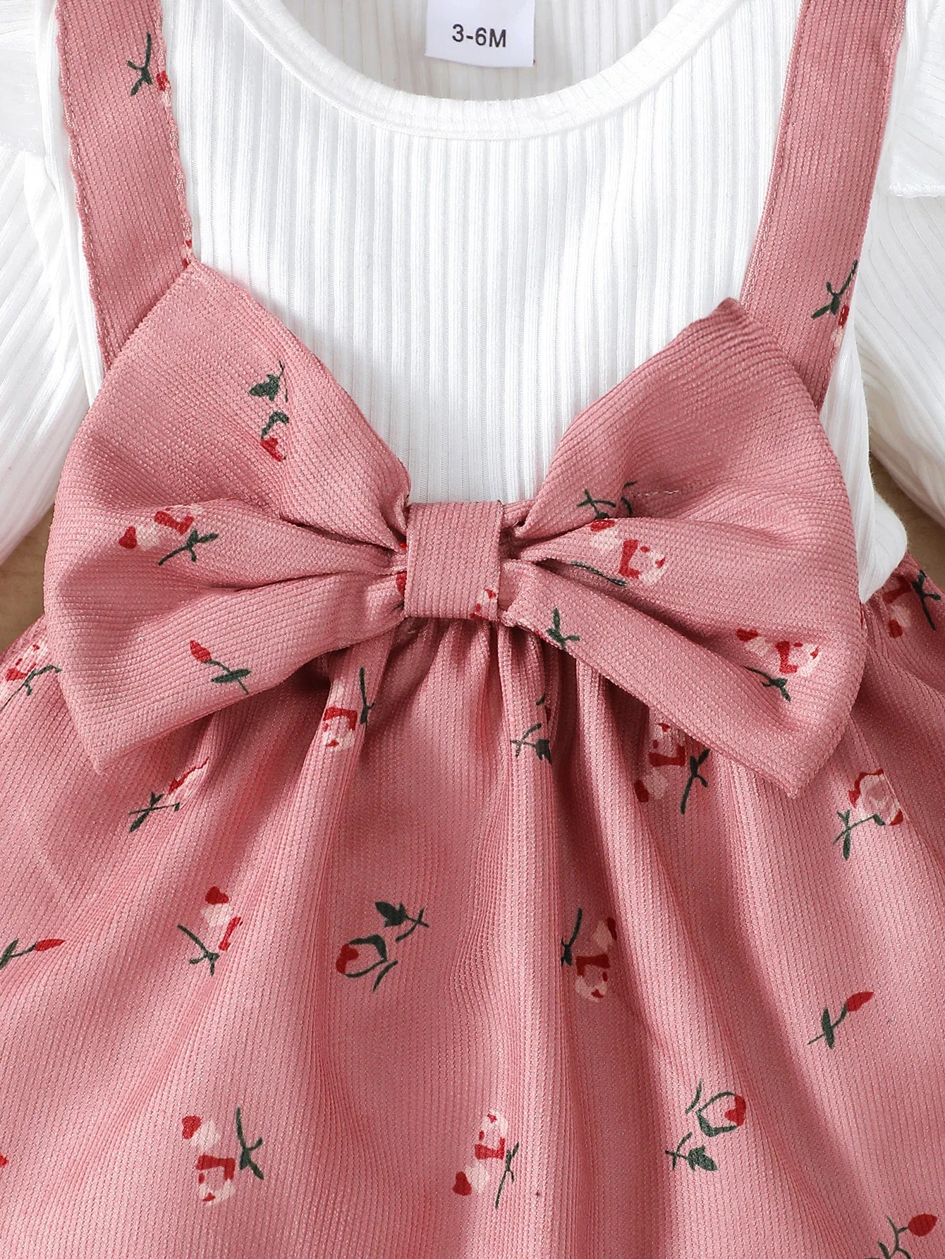 Baby Girl Floral Princess Dress Set – Big Bow + Headband (0–24M)