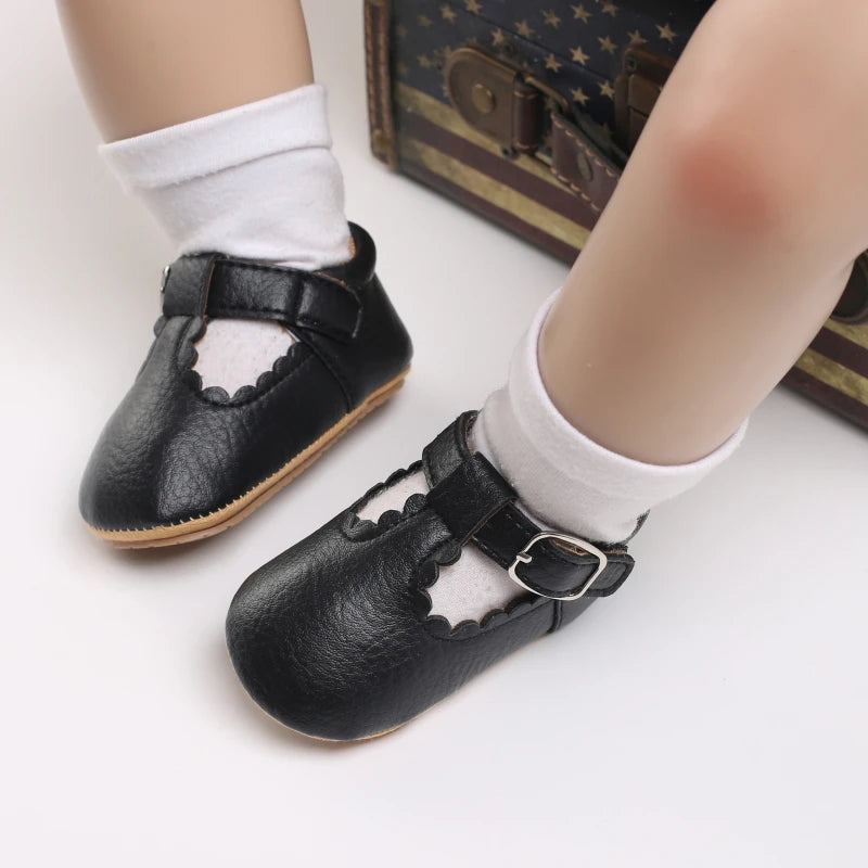 Striped Leather Baby Moccasins – Anti-Slip First Walkers