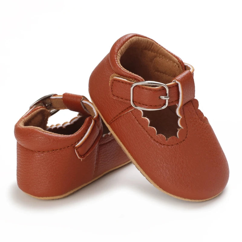 Striped Leather Baby Moccasins – Anti-Slip First Walkers
