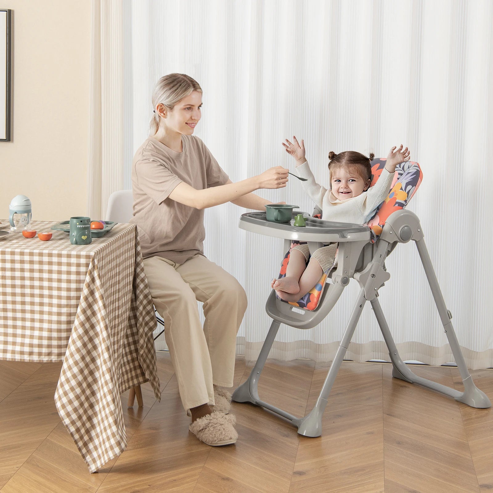 GOFLAME Folding Baby Highchair with Recline & Tray
