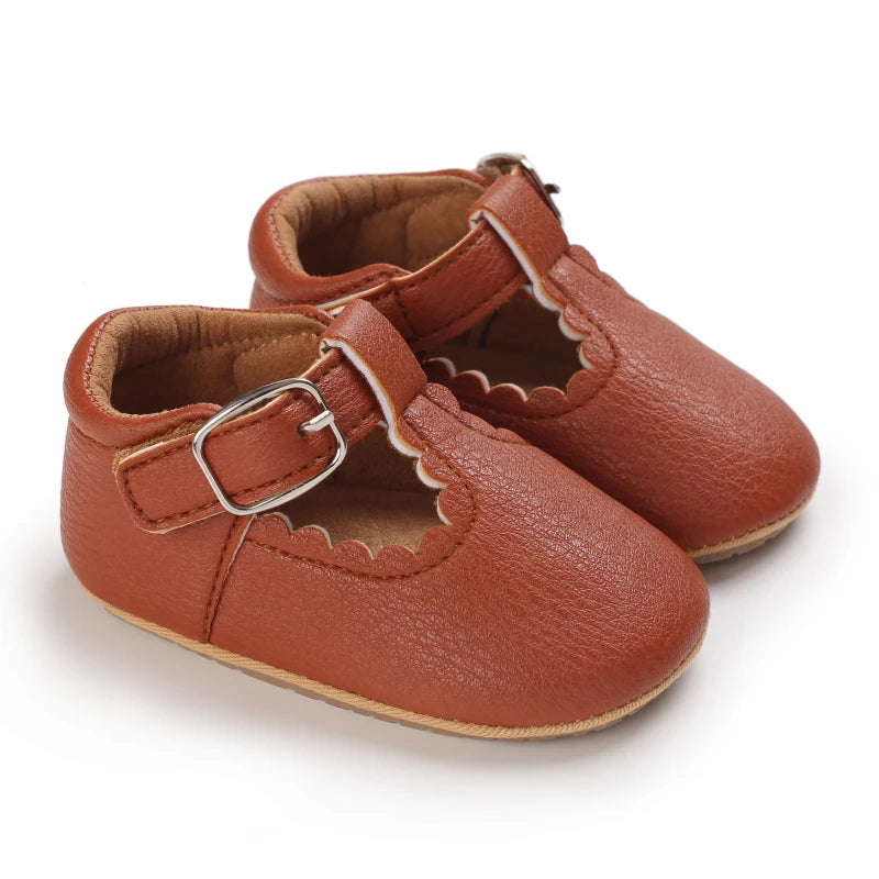 Striped Leather Baby Moccasins – Anti-Slip First Walkers