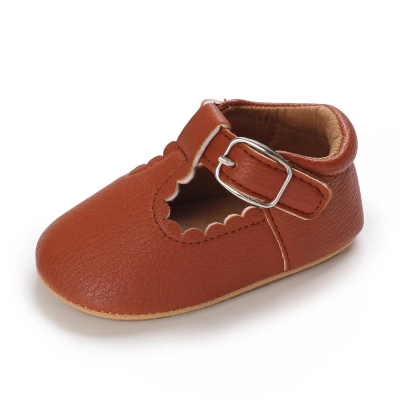 Striped Leather Baby Moccasins – Anti-Slip First Walkers