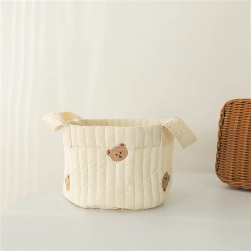 Baby Diaper Storage Bag Toys Blocks Organizer Bag Bedding Mother Tote Bottle Olives Quilted Embroidery Portable Bucket Bags