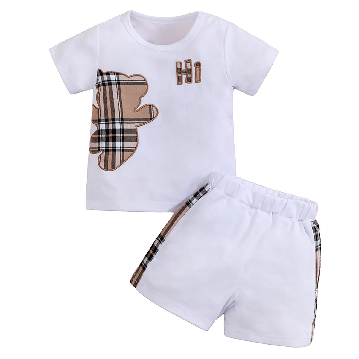 IURNXB Baby 2PCS Bear Print Tee & Shorts Set (3–24M)