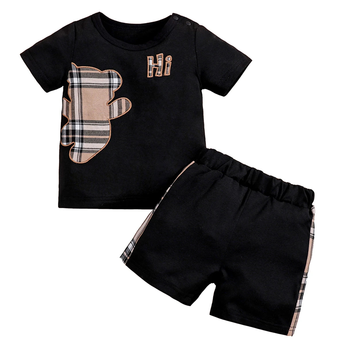 IURNXB Baby 2PCS Bear Print Tee & Shorts Set (3–24M)