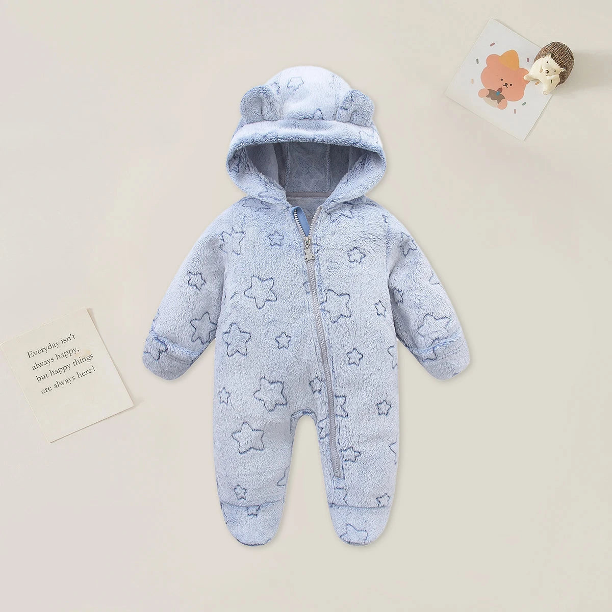 AYNIGIELL Flannel Cartoon Baby Romper – Warm Bodysuit (0–12M)