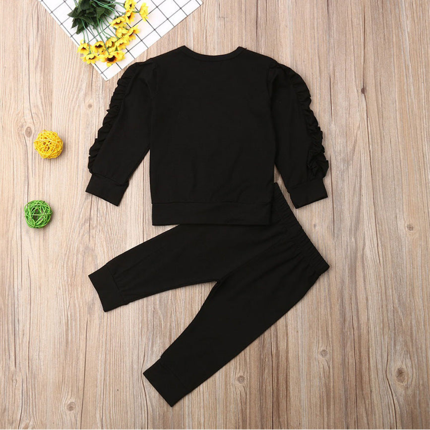 Newborn Baby Boy Girl 2PC Ruffle Jumper Set – Long Sleeve Sweatshirt & Pants Outfit