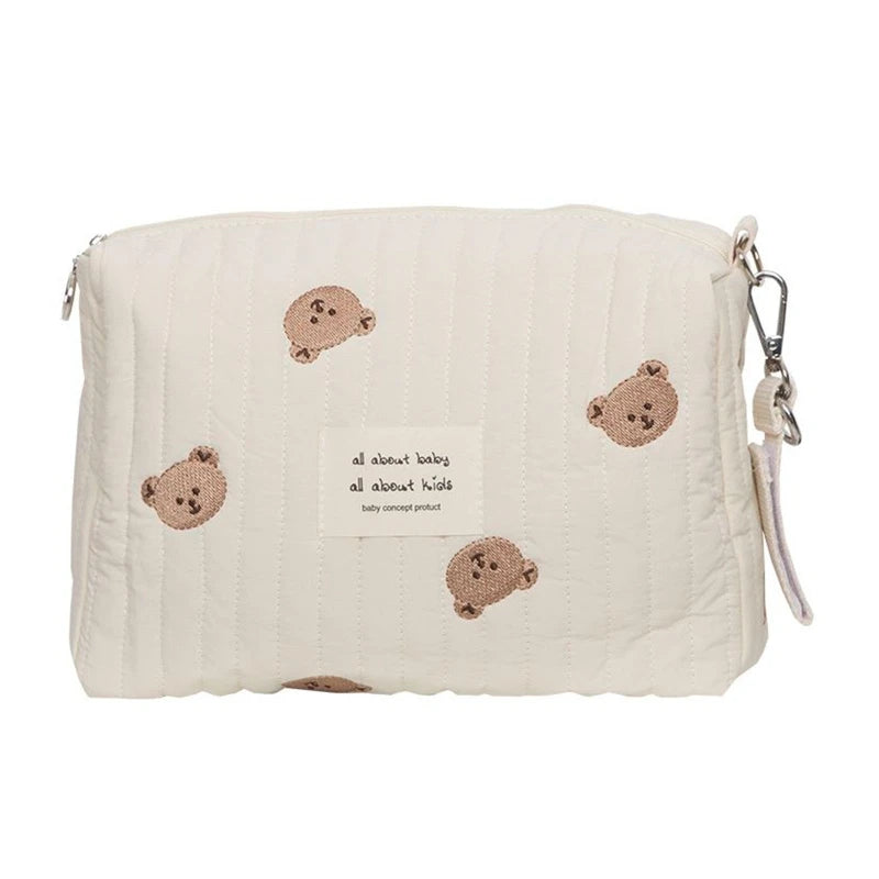Bear Embroidered Stroller Organizer Diaper & Nursing Pouch